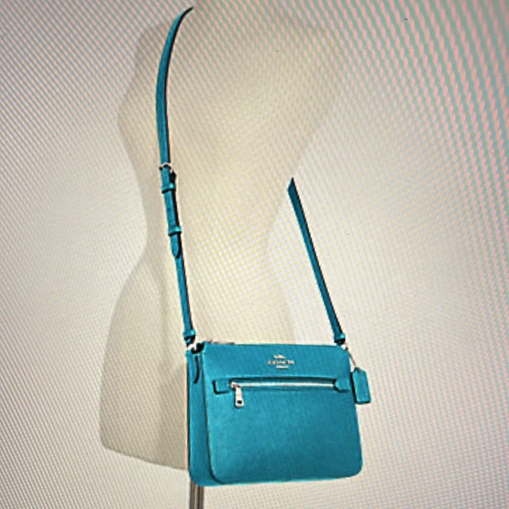 Coach Signature Aqua Mini Gallery File Crossbody with Adjustable Strap